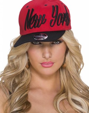  Baseball Cap met Gestikt "NEW YORK" Logo Rood / Zwart