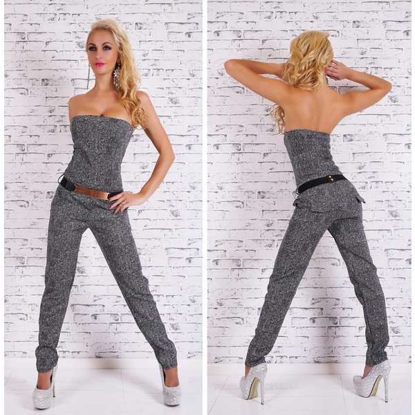 Lange Strapless Jumpsuit Wit / Zwart