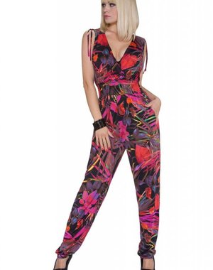  V-hals Jumpsuit in Wikkellook Multicolor