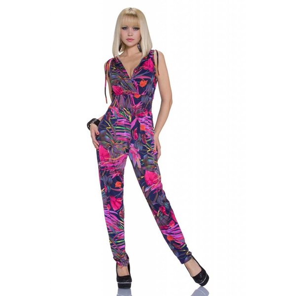 V-hals Jumpsuit in Wikkellook Multicolor