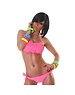 Power Flower Neckholder Bikini Set met Volant BH Pink