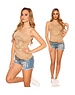  KouCla Topje met Strass Versiering Beige