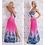 Lucas & Emma Fashion Tropical Lange Avondjurk Pink