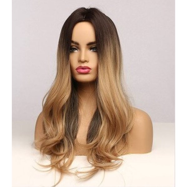 Kanekalon Lange Pruik Golvend Ombre Mix Blond Haar