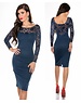 Koucla Knielange Fashion Jurk Navy Blauw