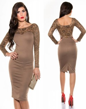 Koucla Dames Knielange Fashion Jurk Cappuccino