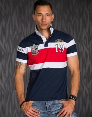 Richs Club Heren Poloshirt Donkerblauw / Rood