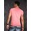 T-Shirt met V-vormige Halfopen Knoopsluiting-Hals Coral