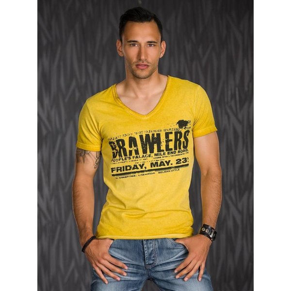 Belman Getailleerde T-shirt met Grote Print Senf