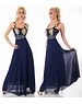  Mooi & Elegant Lange Avondjurk van Chiffon Donker Blauw