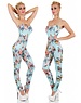  Lange Fashion Jumpsuit met Bloemenprint Turquoise