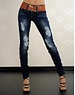  Skinny Jeansbroek in Gewassen & Vernietigd Look Blauw