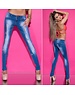 Koucla Dames Skinny Jensbroek in Gewassen Look Blauw