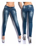 Koucla Skinny Jensbroek in Gewassen Look Blauw