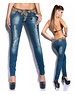 Koucla Skinny Jensbroek in Gewassen & Vernietigd Look Blauw