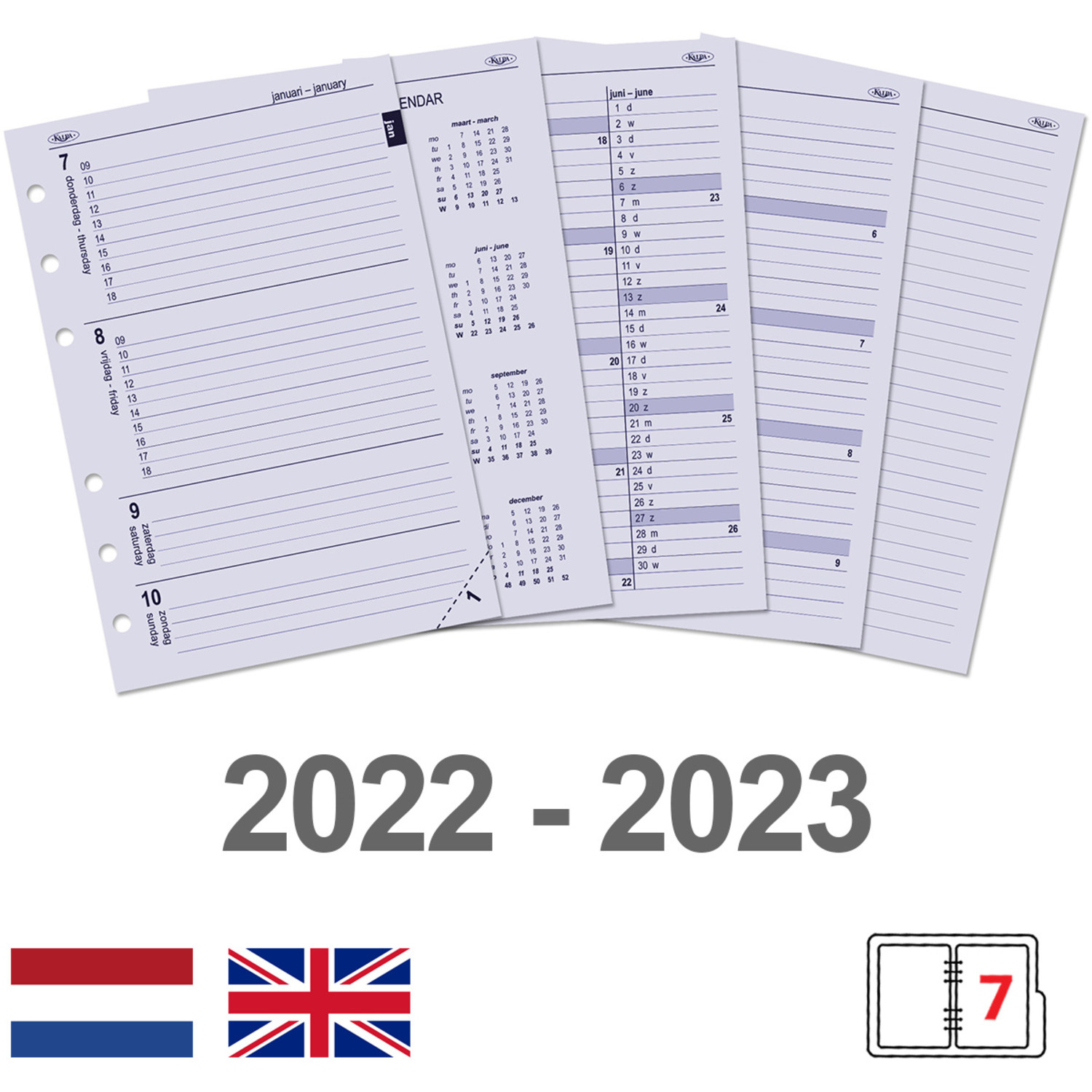 A5 week agenda EN-NL 2022 - 2023 Kalpa