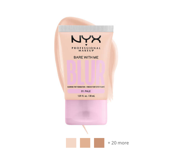 NYX PROFESSIONAL MAKEUP, Bare With Me, Tint Foundation, Medium buildable  coverage, 12h hydration, Lightweight matte finish - 03 LIGHT IVORY,  Blurring tint foundation 