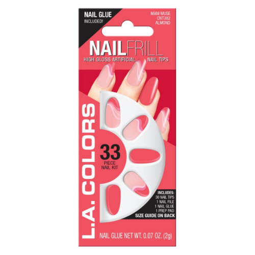 Buy AMOK STORE fake nail with glue UV treated nail tip, false nails kit,  all hand made reusable press on nail almon nail tip 12 nail set in one pack  (pink glossy)