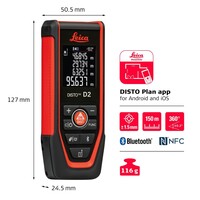 Leica DISTO D2 Laser Afstandsmeter 150m, 1.5mm, bluetooth en NFC