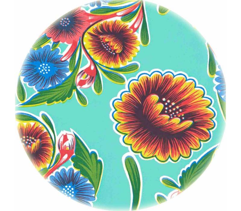 Mexicaans Rond Tafelzeil - Ø 120 cm - Gebloemd Floral - Mintgroen