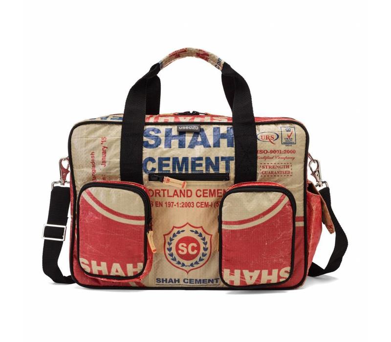 Used2b - College bag Shah - Upcycled - Cement - 40 x 29 cm - Rood