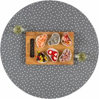 Rond Tafelzeil - Ø 140 cm - Stipjes - Grijs/Wit