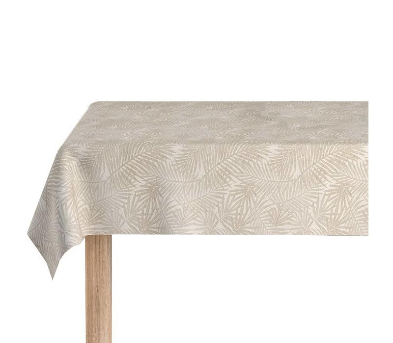 Rond Tafelkleed Gecoat Jacquard - Ø 160 cm - Palm Leaves - Beige