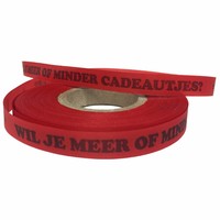 Cadeaulint | Inpaklint  43 m "Wil je meer of minder cadeautjes" - Rood