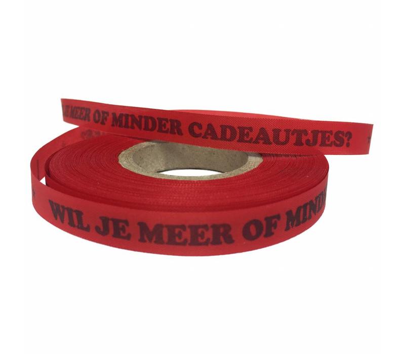 Cadeaulint | Inpaklint  43 m "Wil je meer of minder cadeautjes" - Rood