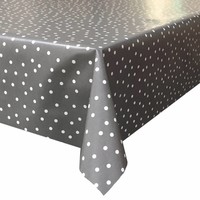 Tafelzeil Stippen - 140 x 200 cm - Grijs/Wit