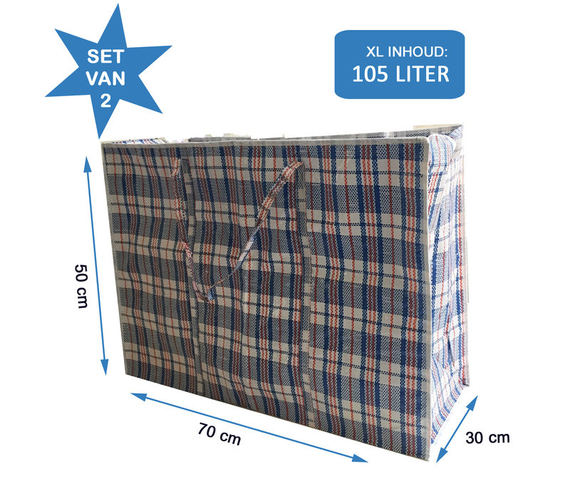 Big Shopper / Opbergtas / Waszak XL - 70 x 50 cm - Set van 2 - Blauw