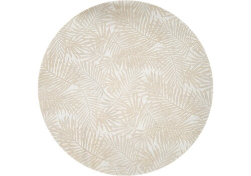 MixMamas Rond Tafelkleed Gecoat Jacquard - Ø 140 cm - Palm Leaves - Beige