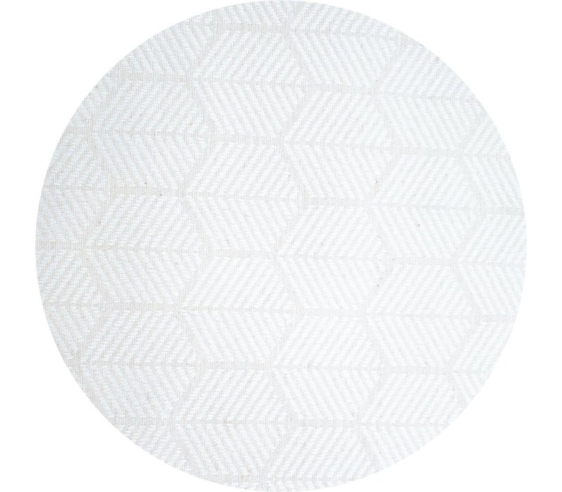 Rond Tafelkleed Gecoat Jacquard - Ø 160 cm – Striped Hexagon - Wit