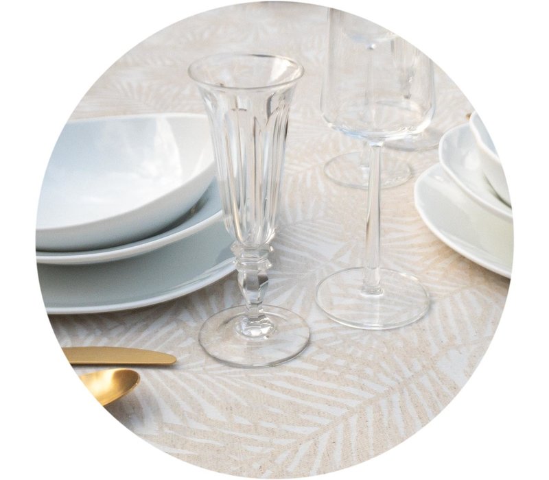 Rond Tafelkleed Gecoat Jacquard - Ø 160 cm - Palm Leaves - Beige