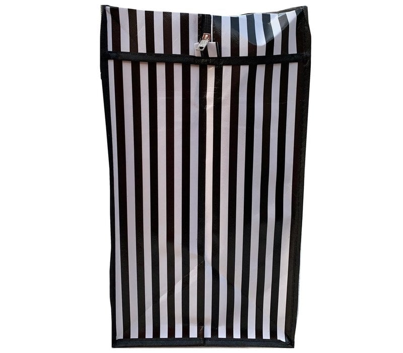 Big Shopper met rits - 70 x 50 cm - Strepen - Zwart