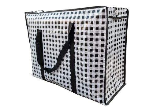 MixMamas Big Shopper met rits - 70 x 50  cm - Geruit - Zwart