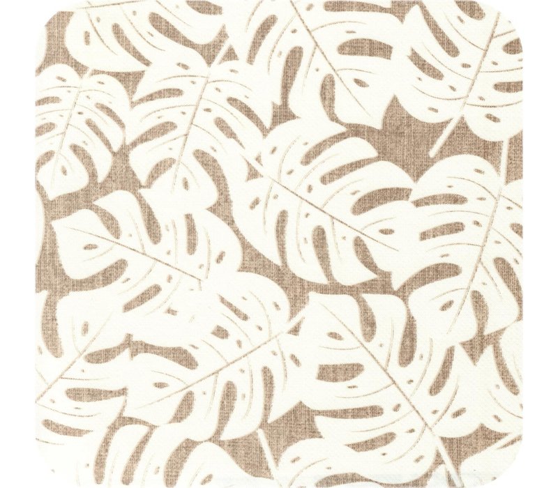 Tafelzeil - 140 x 200 cm - Monstera Taupe/Wit