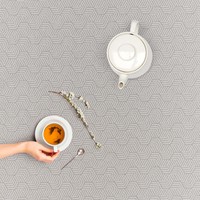 Tafelkleed Gecoat Jacquard - 140 x 300 cm - Seamless Hexagon - Grijs