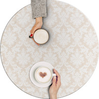 Rond Tafelkleed Gecoat Jacquard - Ø 160 cm – Chateau Barok - Beige