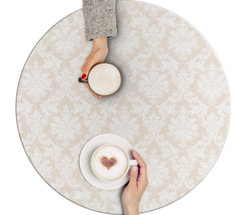 Rond Tafelkleed Gecoat Jacquard - Ø 160 cm – Chateau Barok - Beige
