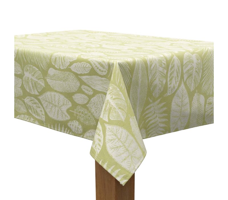 Tafelkleed Gecoat Jacquard - 140 x 300 cm - Tropische Bladeren – Groen