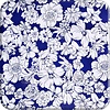 MixMamas Tafelzeil Vintage flower - 120 x 180 cm - Donkerblauw