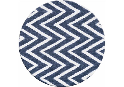 MixMamas Rond Tafelkleed Gecoat - Ø 140 cm - Zigzag Donkerblauw