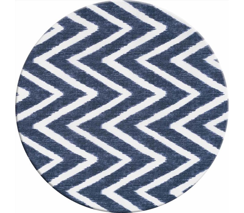 Rond Tafelkleed Gecoat - Ø 140 cm - Zigzag Donkerblauw