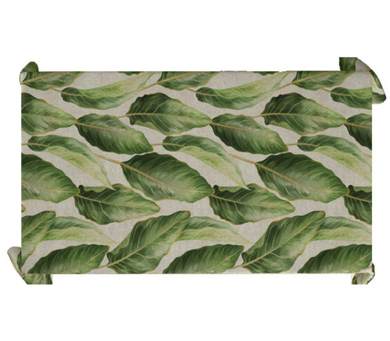 Tafelkleed Gecoat - 140 cm - Green leaves - linnenmix - 140 x 250 cm