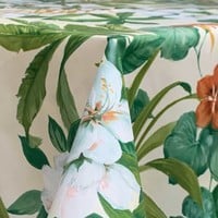 Tafelzeil - 140 x 200 cm - Tropical flowers Groen