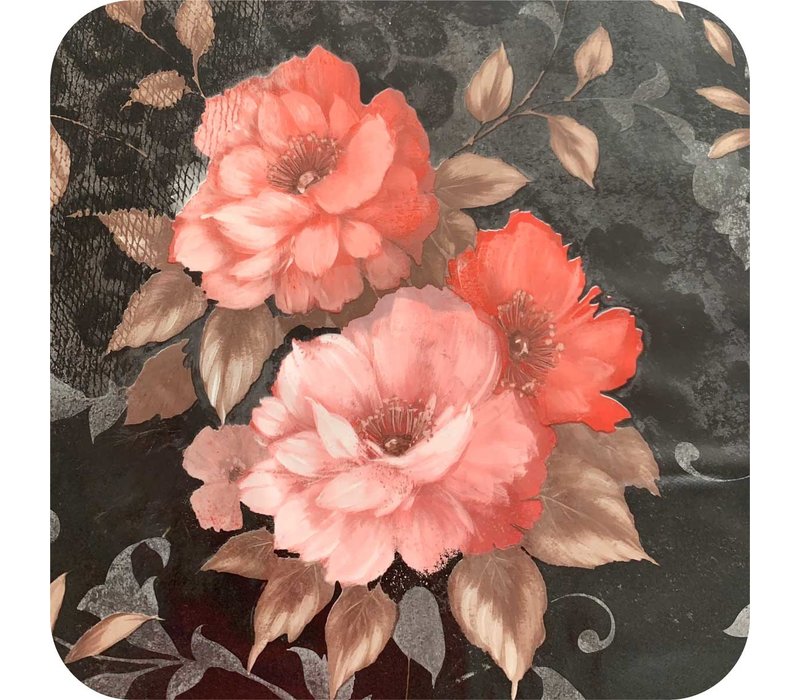 Tafelzeil - 140 x 250 cm - Roses - Zwart