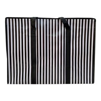 Big Shoppers met rits XL (10 stuks) - 70 x 50 cm - Set van 10 - Gestreept - Zwart