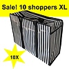 MixMamas Big Shoppers met rits XL (10 stuks) - 70 x 50 cm - Set van 10 - Gestreept - Zwart