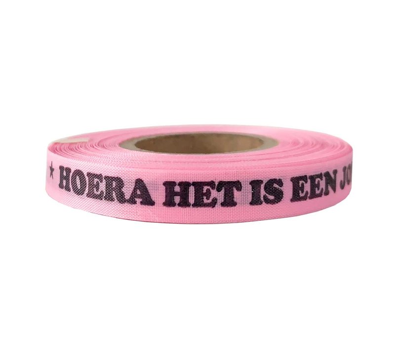 Geboorte lint Roze Rol 43m - Hoera een jongen